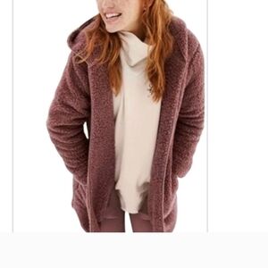 Pink victoria's secret hooded oversized   sherpa open Front  cardigan sweater